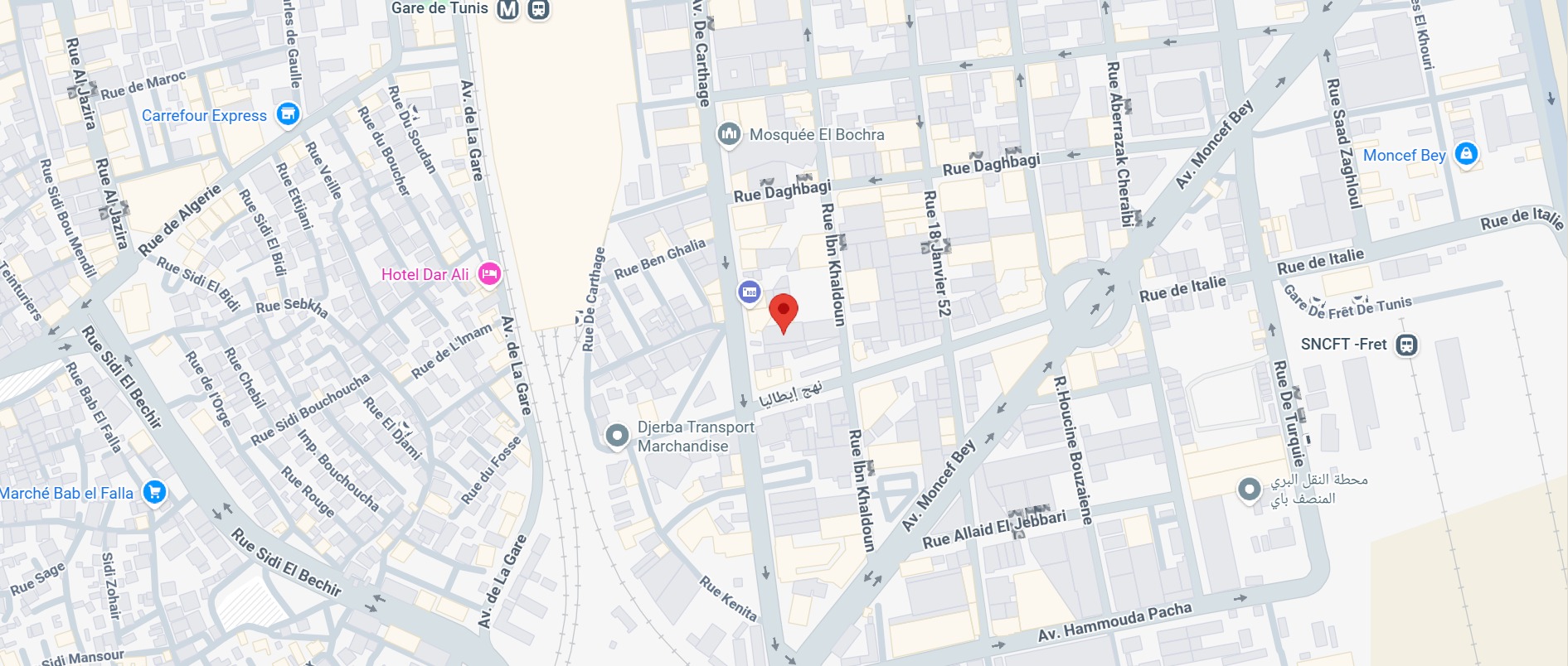 Carte de localisation du cabinet — 76 Av. de Carthage, Tunis